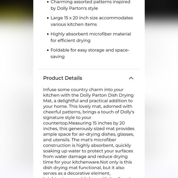 Dolly Parton Checkered Dish Drying Mat- Red/White - Picture 4 of 6